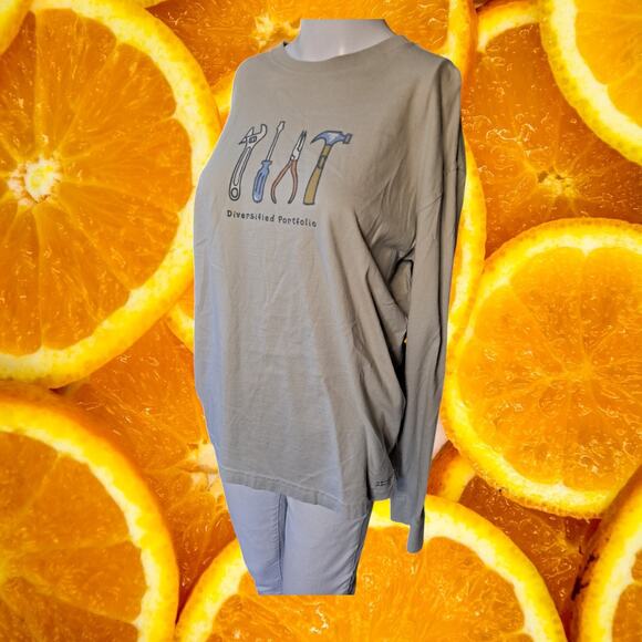 Life Is Good  Diversified Portfolio Offwhite Long Sleeve‎ Tee Shirt - Picture 1 of 7